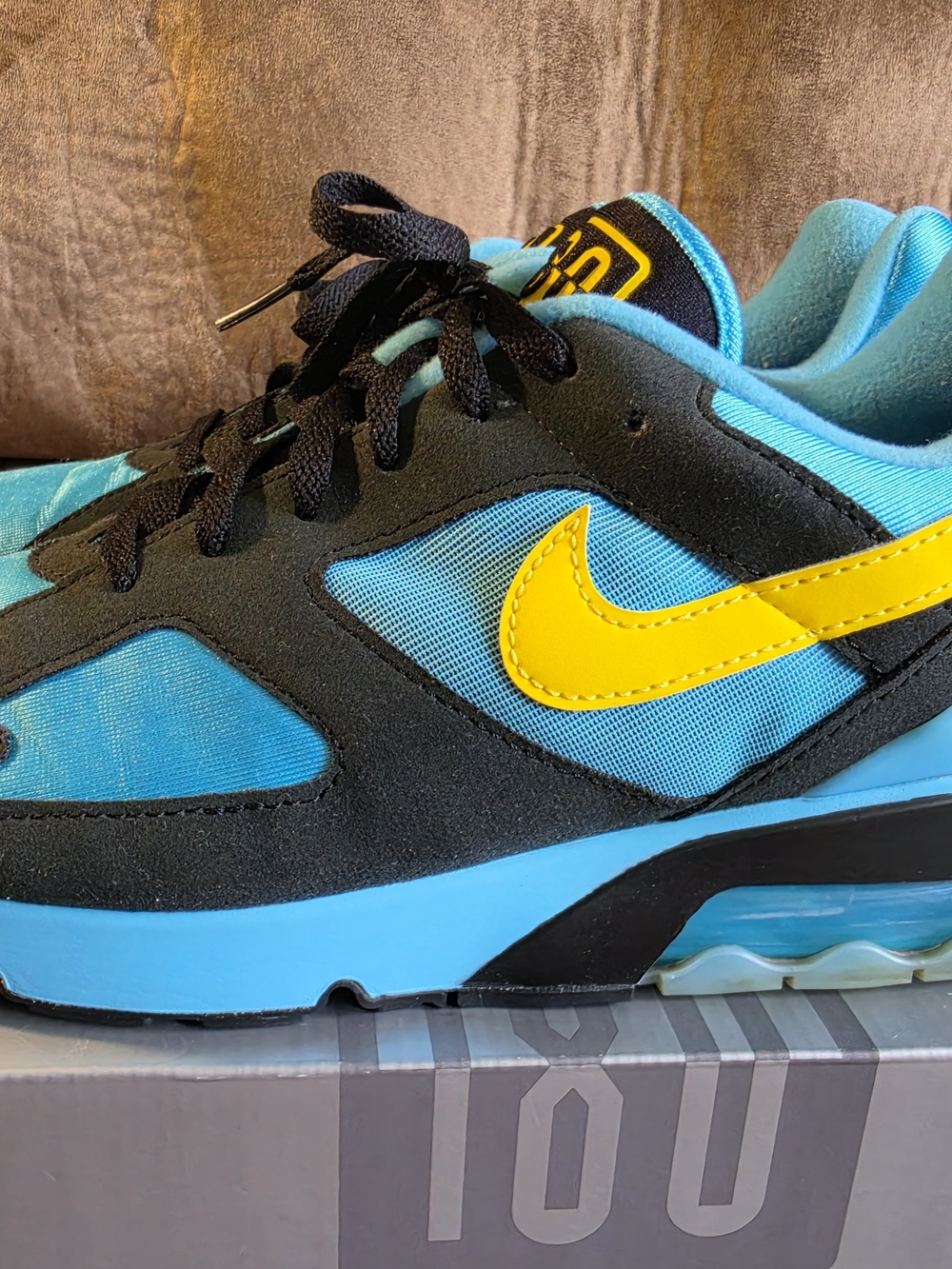 Nike AirMax 180 Men's Blue and Yellow Athletic Sneakers - Picture 4 of 12
